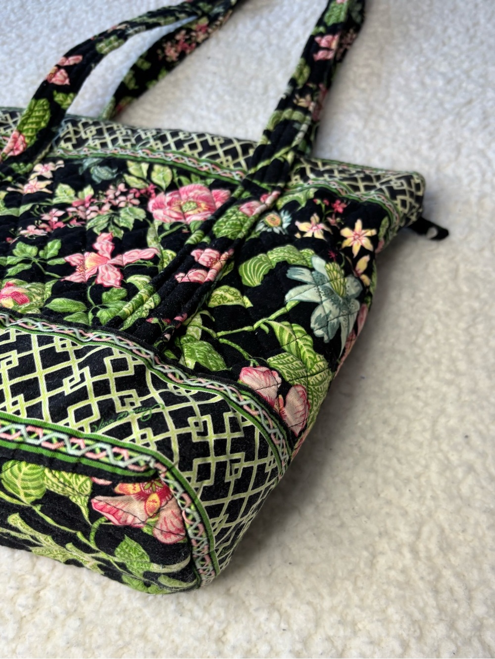 Vera Bradley Green Botanica Vintage Quilted Shoulder Tote Bag - Picture 4 of 14